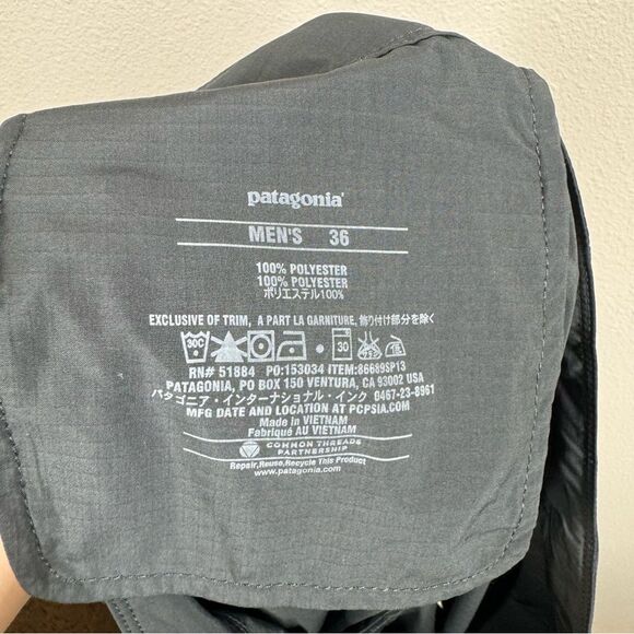 Patagonia Men's Light & Variable Board Shorts Swimming Suit Solid Black Size 36 - Picture 4 of 5